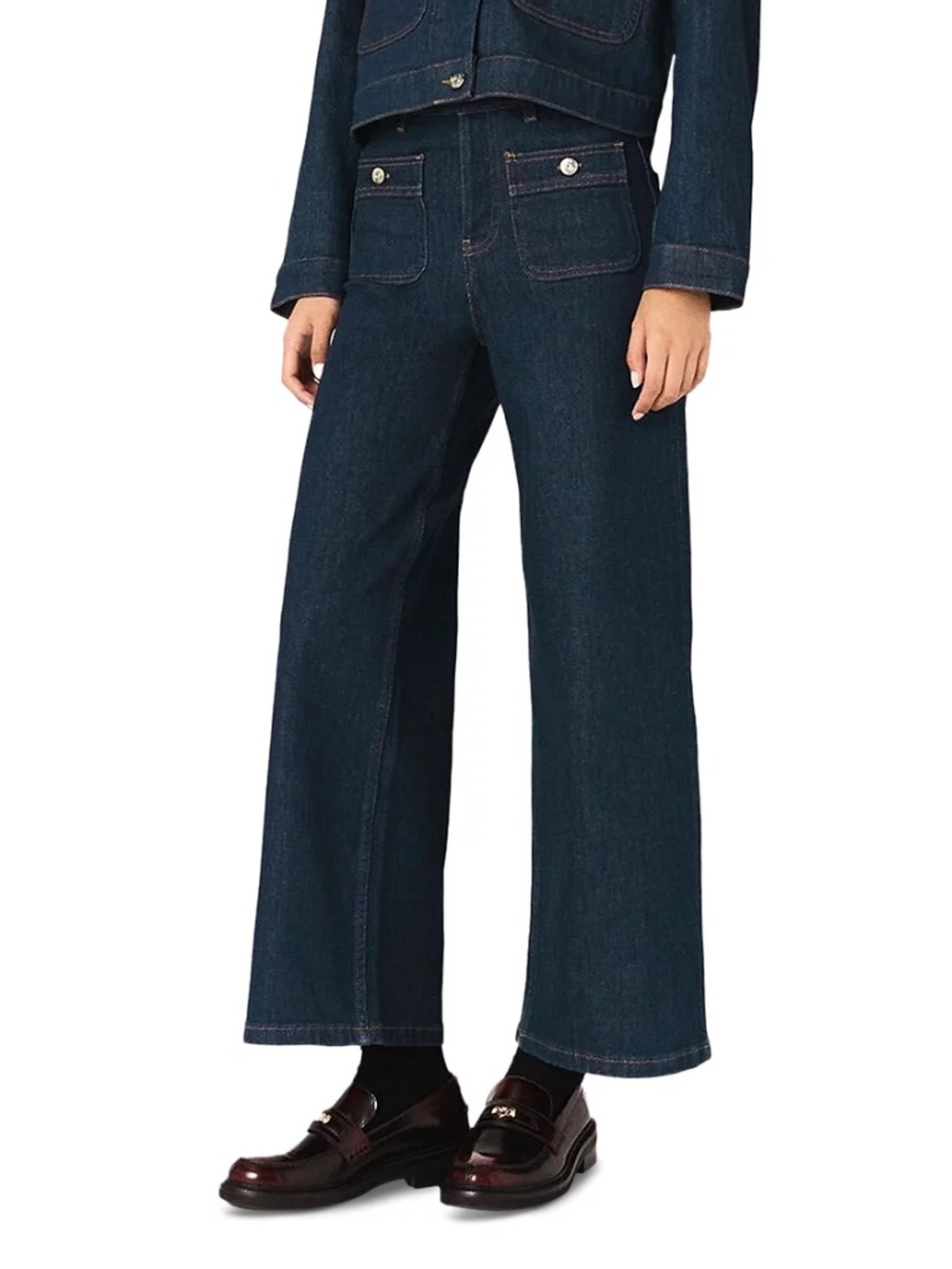Prairabrut Wide Leg Jeans in Navy